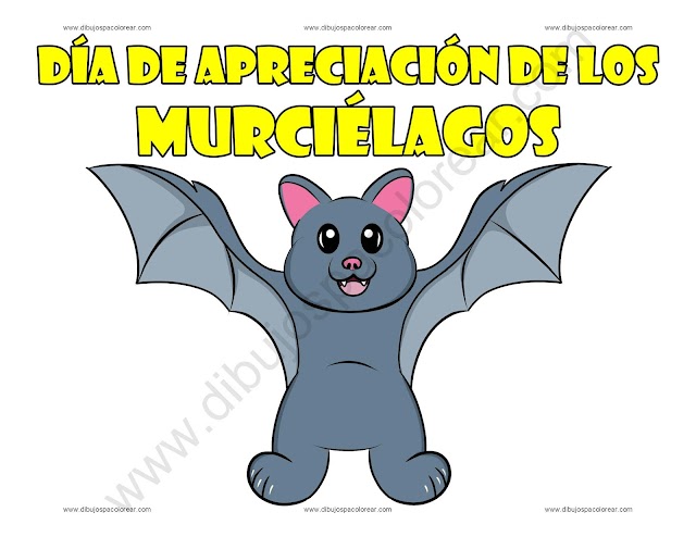 Día de Apreciación de los Murciélagos dibujo a color y para colorear